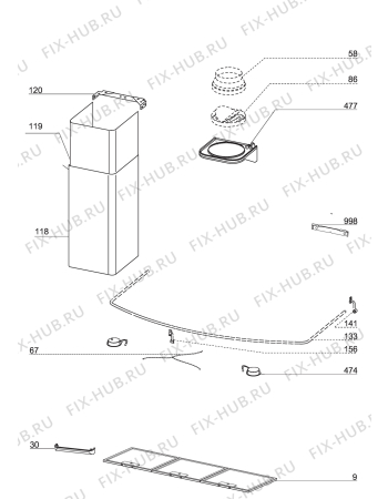 Взрыв-схема вытяжки Smeg K3039P - Схема узла Housing 001